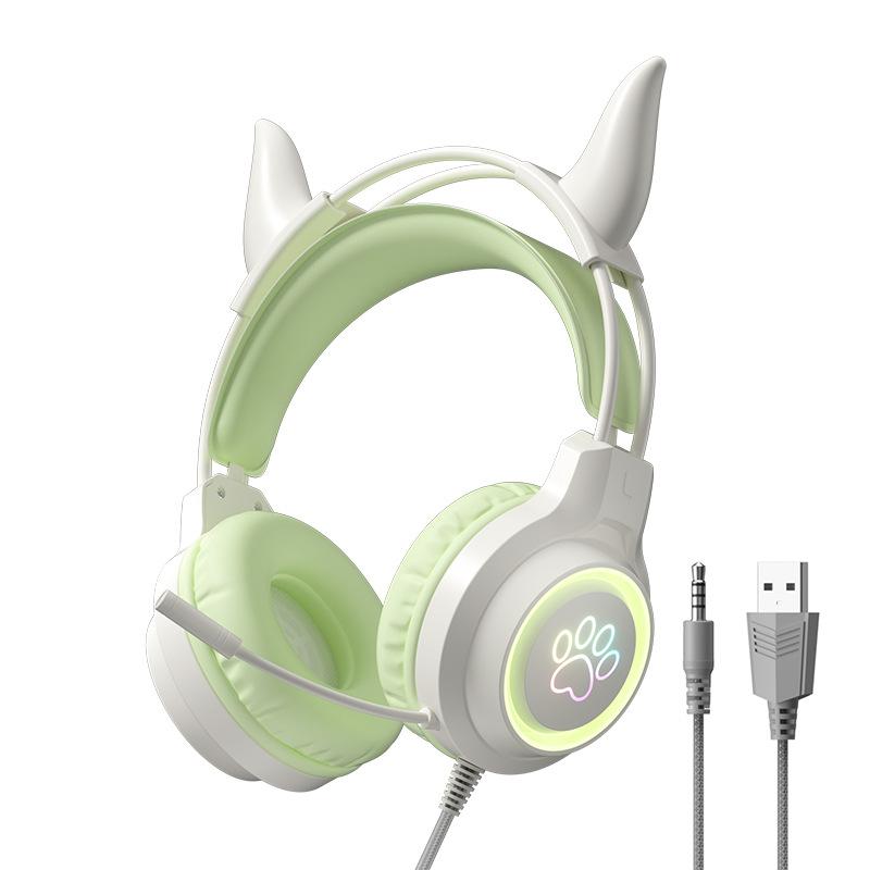 

Luminous Wired E-sports Headset Game Headset Cute Magic Ear Wire Control with Microphone