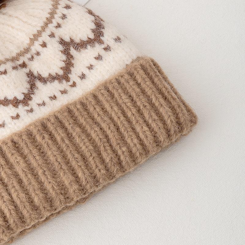Women Winter Pompoms Knit Hat Fashion Fur Beanie Hats For Women Winter Fashion Cap