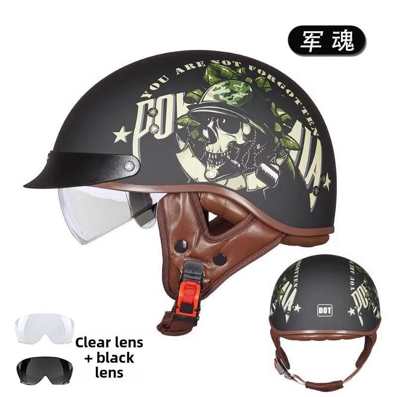 Motorcycle Helmet Retro Half Helmet Unisex Four Seasons Cycling Safety Helmet Cool