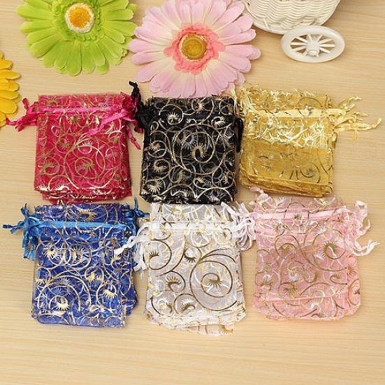 100Pcs Organza Gift Bags Jewellery Christmas Wedding Party Packing Pouches