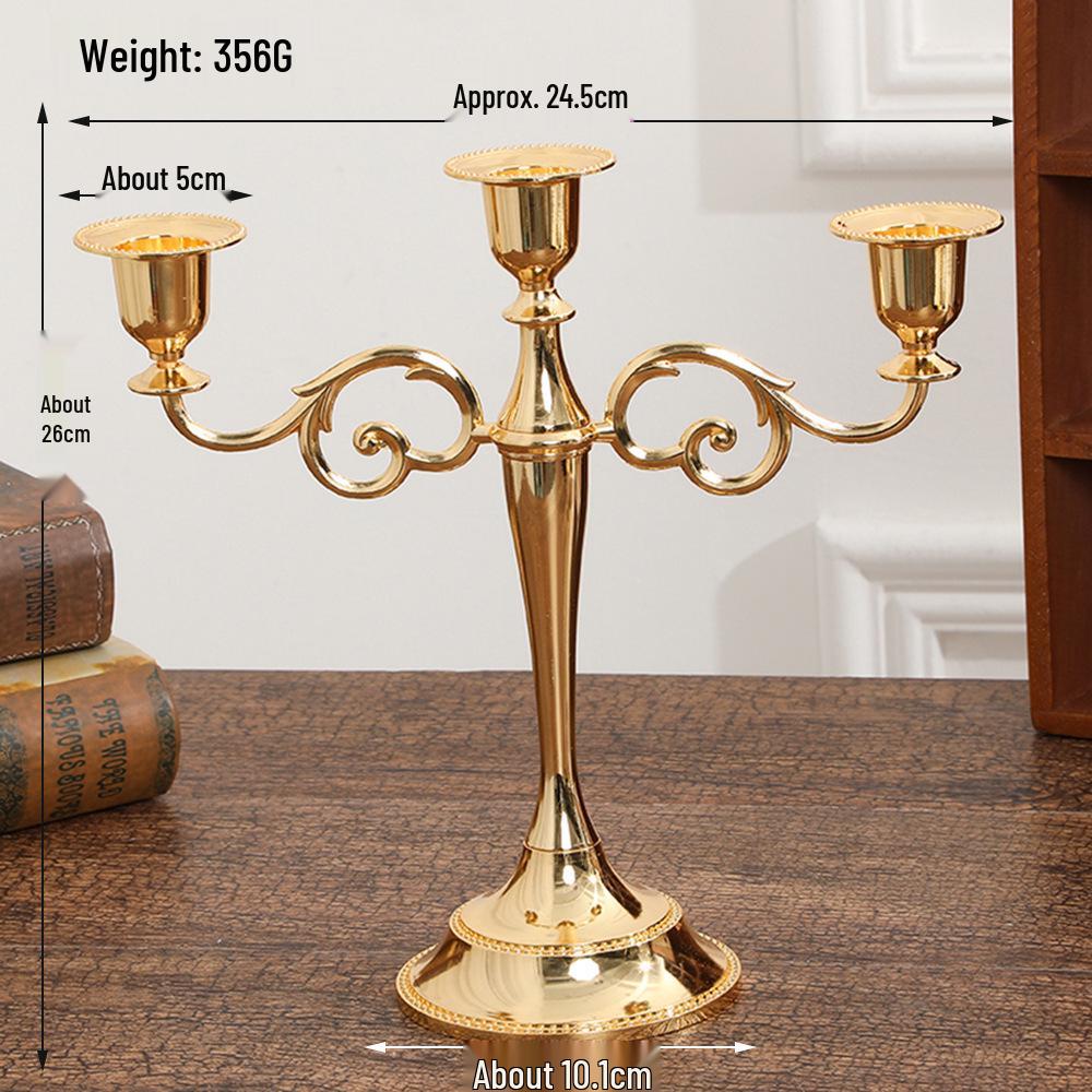 European Retro Triple-Head Candlestick for Candlelight Dinners and Home Decoration