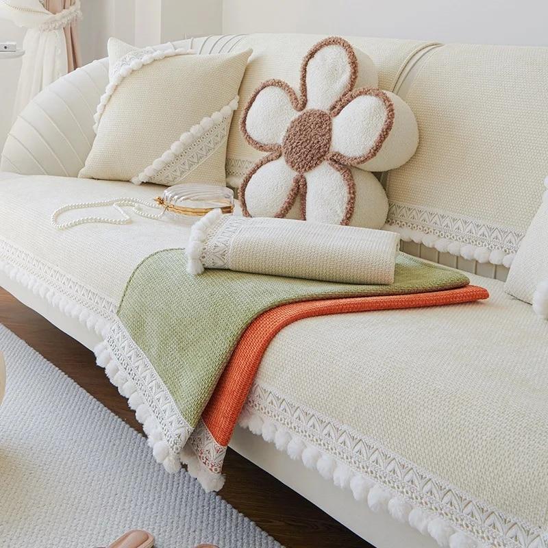 Luxury Chenille Sofa Covers Anti-slip Sofa Protectors for 1/2/3/4 Seaters Sofa Towel Slipcover Sofa Blanket Pets Kid Mat