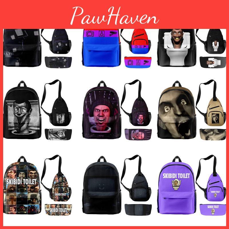 2023 Neu Skibidi Toilet Streich Rucksack Set Oxford Stoff Unisex 20l Fassungsvermögen Atmungsaktiv