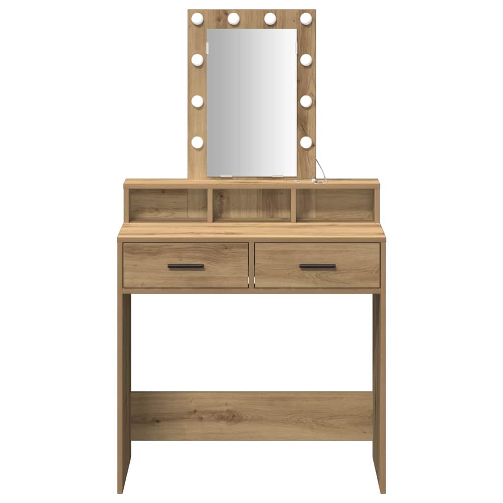 Makeup Table with Storage Brown 79 x 41 x 140 cm Engineered Wood