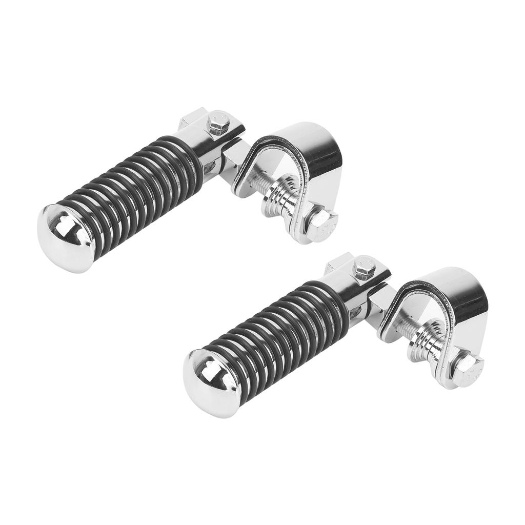 Pair of Motorcycle Foot Pegs Clamp Footrest Mount for 1in Engine Crash Bar Guard Argent