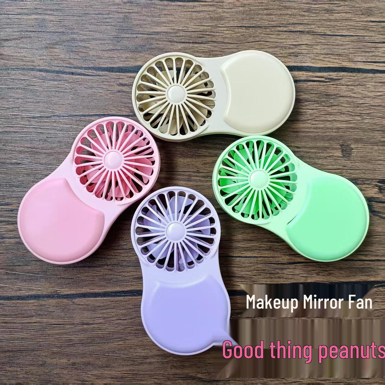 USB Rechargeable Foldable Makeup Mirror Fan: Compact, Three-Speed, Handheld Mini Fan 140