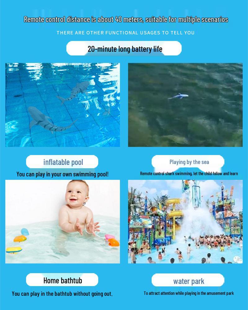 Shark Remote Control Electric Toy - 2.4G, Long Battery, Water Play