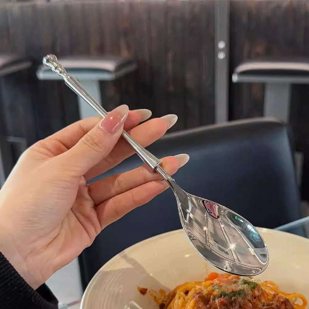 High-end Design Stainless Steel Spoon Retro Light Luxury Hotel Western Food Scoop Home Main Dining Spoon Kitchen Dining Scoop