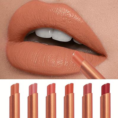 Samt-Lippenstift Wasserdicht, Langanhaltender Matter Lippenstift in 6 Farben, Feuchtigkeitsspendend, Leicht Aufzutragen, Drehstift-Design Perfektes Geschenk für Frauen
