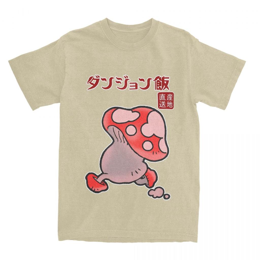 Dungeon Meshi Anime Mushroom T Shirt Men Delicious In Dungeon Humorous Cotton T Shirts Summer O Neck Tee Shirt Oversized Tops