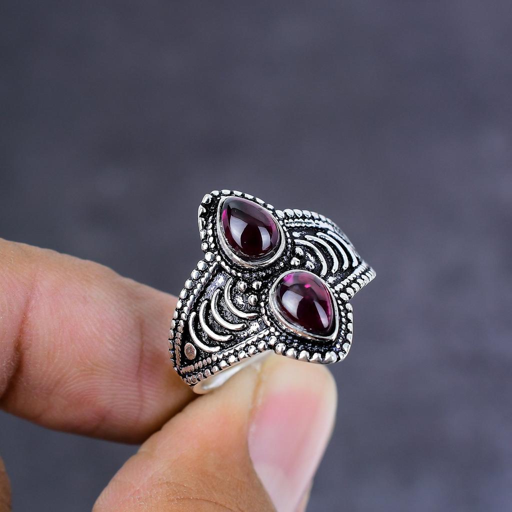 Natural Pink Rubilite Gemstone Handmade 925 Sterling Silver Ring Size 7 z2r00