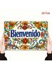 Vintage Willkommen Metall Wandkunst Schild mit Blumen Veranda Dekor