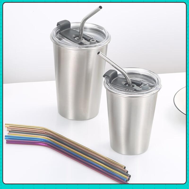 304 Stainless Steel Portable Cup with Straw and Lid