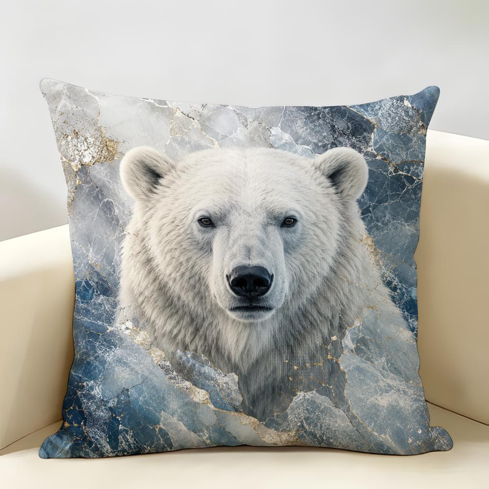 Black Bear Cushion Cover Durable Hypoallergenic Organic Linen Pillow Cover Short Size Washable Skin-Friendly