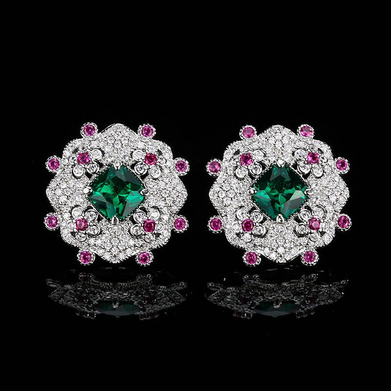 

Серьги Ювелирные изделия Красочные сокровища Модели будут менять цвет, красные корундовые серьги-гвоздики Ретро Высокого класса Чувство Универсальный женский стиль