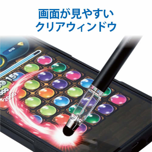 ELECOM Touch Pen [For Puzzle Games Only] Super Sensitive Type Compatible with Smartphones/Tablets Black P-TPGCPZBK