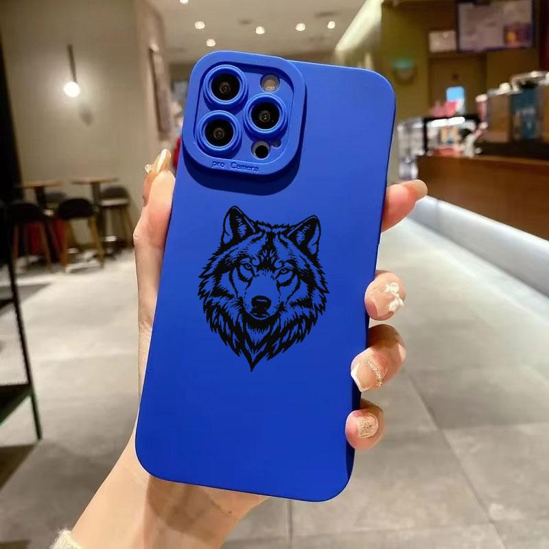 

Black Wolf Head Print Design Silicone Phone Case For iPhone 11 12 13 14 15 16 17 Pro Max XS X XR 15 16 Plus 16e Cover iPhone 12 mini