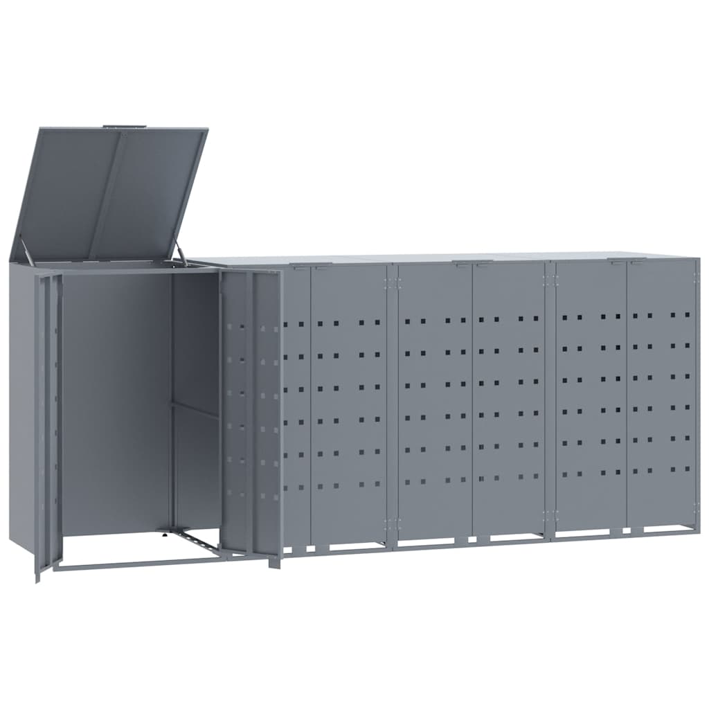4 Ton Waste Bin Enclosure Gray 276 X 79 X 117 Cm Steel