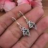 Solid 925 Sterling Silver Garnet Gemstone Drop Earrings Handmade Earrings, Silver Jewelry Gift For Her