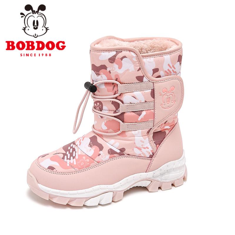 Bobodou Girls' High-Top Snow Boots - Non-Slip, Velvet-Lined, Thickened Winter Cotton Shoes 2025