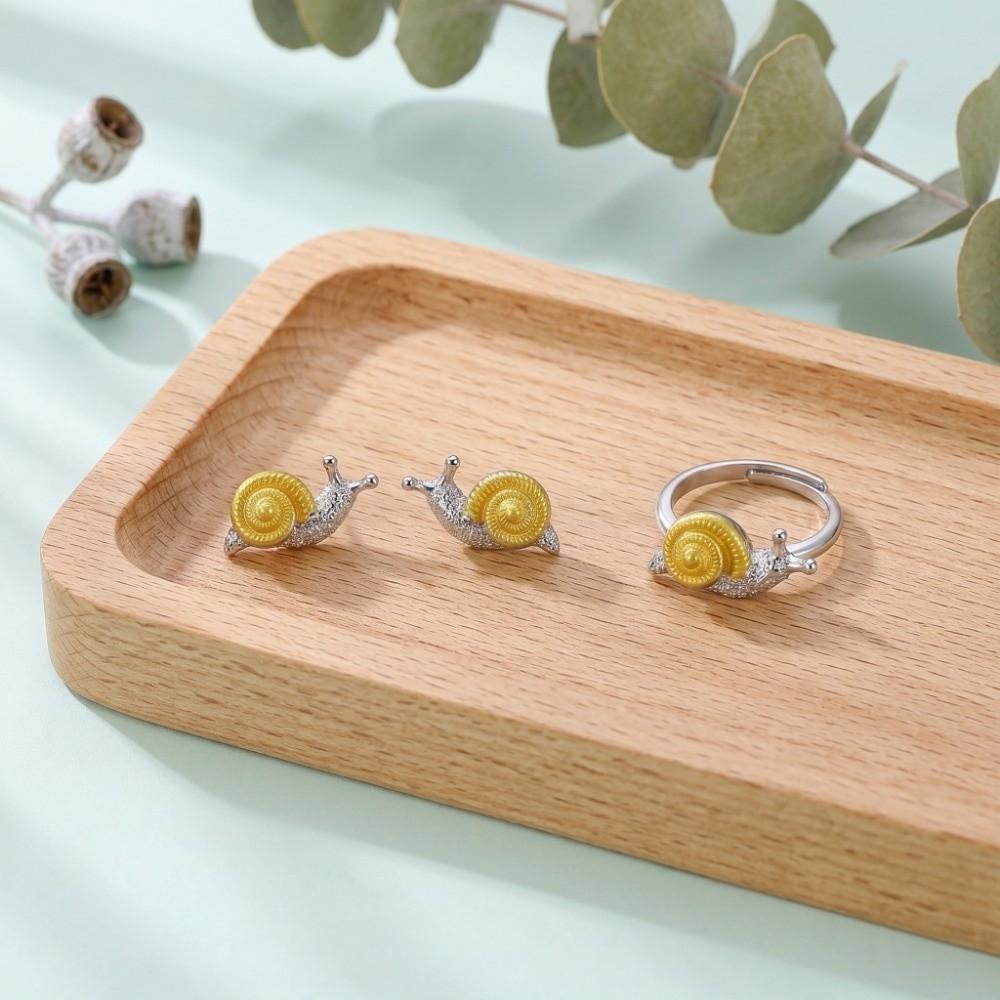 Zinc Zinc Alloy Snail Jewelry Delicate Snail Opening Rings Cute Snail Stud Earrings Women