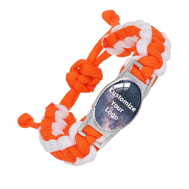 Multi-Color Paracord Custom Logo Bracelet, Time Gem Couple INS Style Jewelry