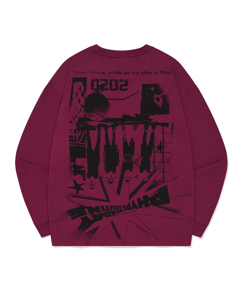Physical Department Cartoon Basketball Ls Pink Red