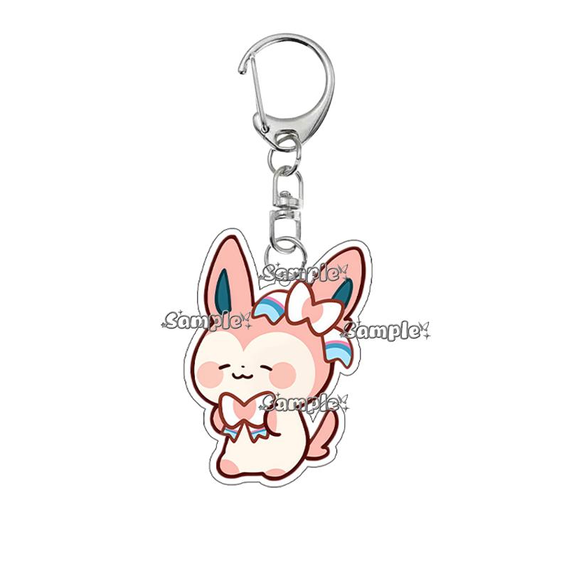 Hot Pocket Anime Leafeon Sylveon Game Acrylic Keychain Charm Umbreon Eevee Cartoon Character Pattern Key Ring Ornament Gifts Toy