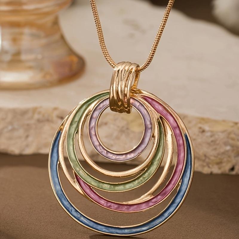 Geometric Oil-Drip Hollow Oval Pendant Necklace - Lightweight Durable Chain, Versatile Women's Jewelry Valentine's Day Gift, Necklace Charms