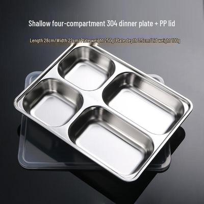 TianyaJing 316 Stainless Steel Four-Compartment Meal Plate with Lid
