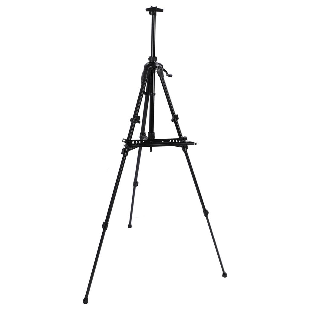 Art Painting Stand Black Angle Height Adjustable Foldable Metal Easel Tripod with Tray for Drawing