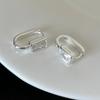 PONYKISS S Sterling Silver Needle Zircon Square Huggies Earrings for Women Classic Fashion  Minimalist Accessories