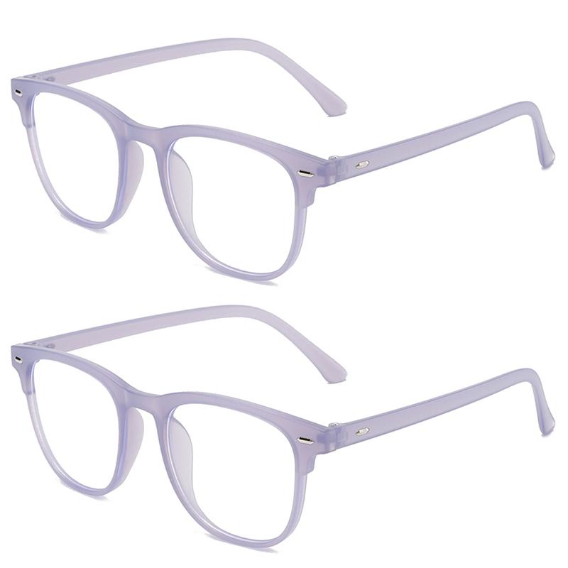 2Pcs Unisex Square Plastic Frame Trendy Anti-Blue Light Clear Glasses For Back To School Clothing Accessories.
