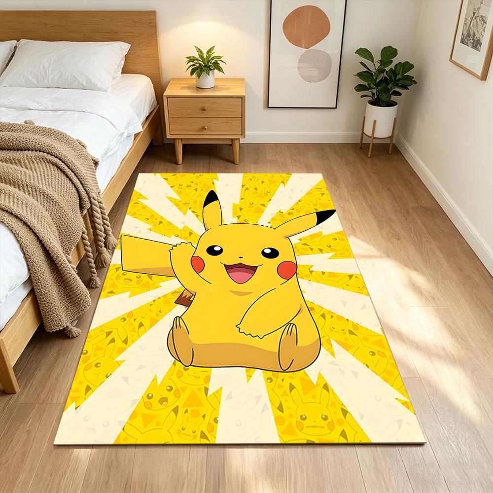 Pikachu Energy Burst Cleanable Rug Soft Plush Non-slip Bottom Bedroom Bedside Mat Retro American Style Christmas Gift for Friends