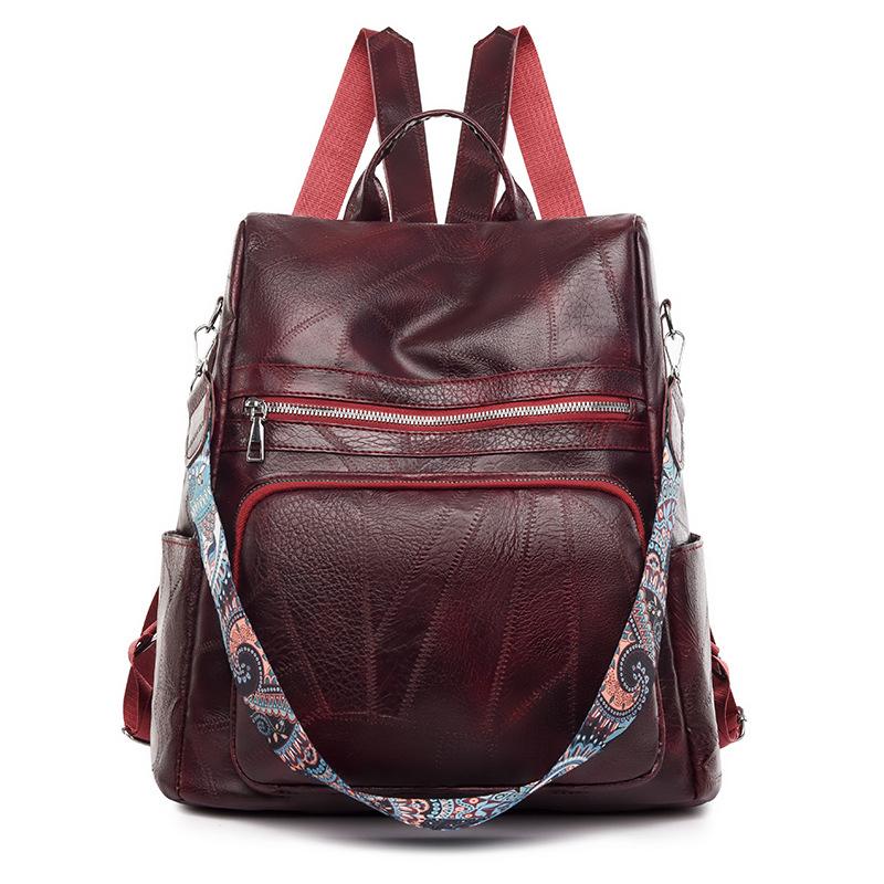 

Женский повседневный рюкзак из искусственной кожи, винтажный дорожный рюкзак бордовый