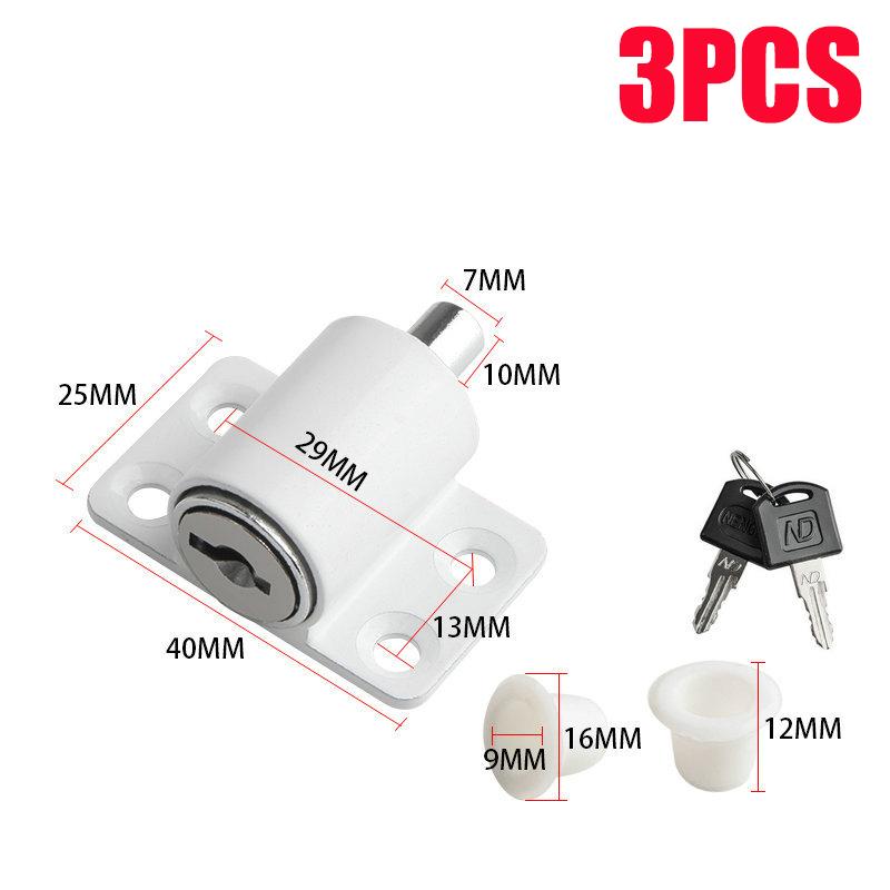 1/3PCS Sliding Window Patio Screw Door Lock Key Push, Safety Protection Antitheft Door Window Security Lock Catches Set