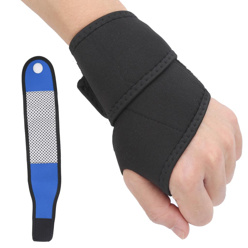 Selbsterwärmende Magnet Handgelenkstütze Winter Warmhalten Band Sport Turmalin Armband(Schwarz Blau