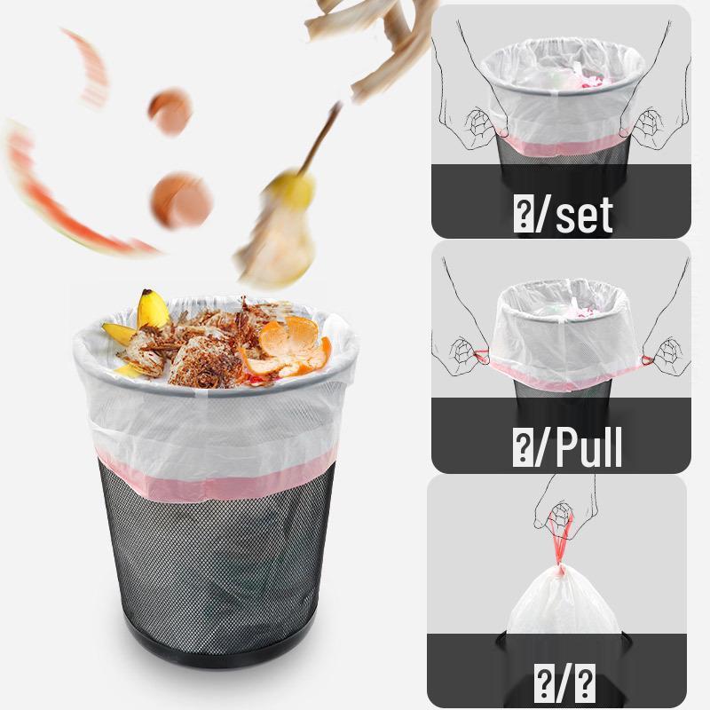 Thickened Kitchen Drawstring Trash Bags - Household Disposable and Handle-Style