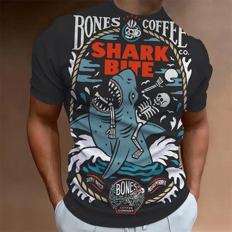 

Новая футболка с принтом акулы в стиле аниме для мужчин, одежда, летняя уличная одежда, футболки в стиле Харадзюку с рисунком животных, повседневные топы с короткими рукавами M