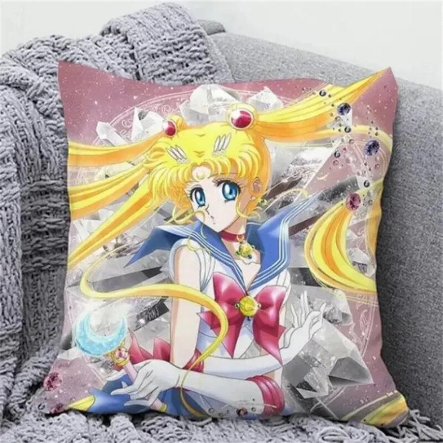 Anime Cartoon Sailor Moon Print Cushion Cover Sofa Home Decor Pillowcase