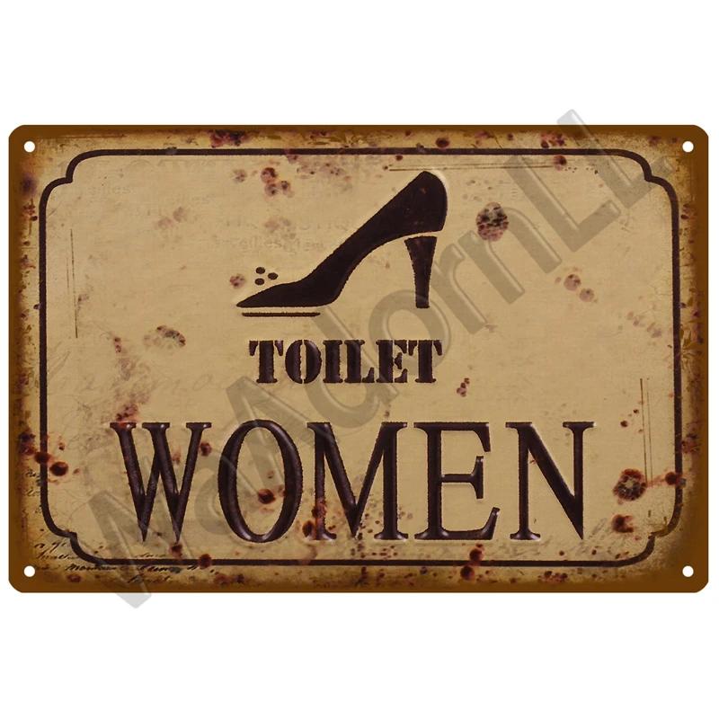 Plakát plechová cedulka WC WC Plakáty Vintage Nástěnné Plakáty Plechová cedule Dekorativní talíř Kuchyně Plakát Kovové Vintage dekorace Příslušenství