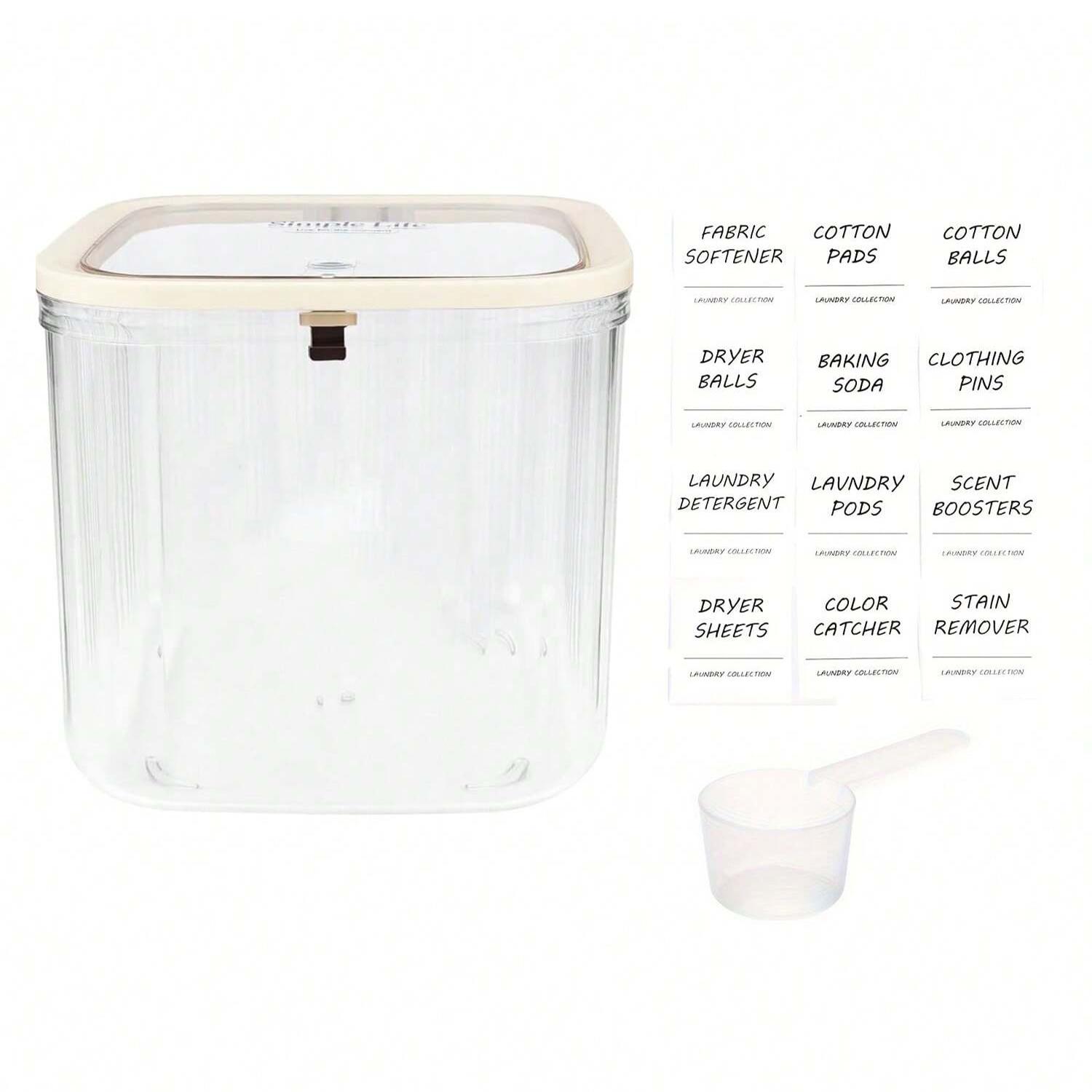 

Laundry Pods Container,Clear Laundry Room Organization and Storage Containers with Pop-Up Lids & Labels Large Laundry Detergent