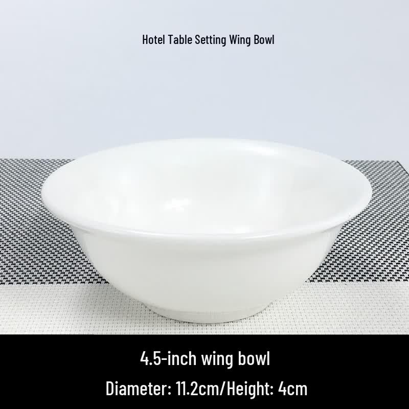 Chinese Style Pure White Ceramic Conical Bowl