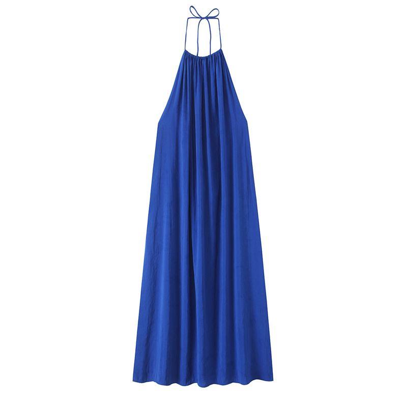 

Kaslead New Arrival Women s Clothing Fashion Style Vertical Hanging Collar Midi Skirt Dress 2180311 430 Blue L