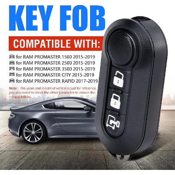 

Keyless Entry Replacement Remote Key Fob for RAM ProMaster 1500 2500 3500 City 2015-2019 FCC ID:RX2TRF198 MARELLI BSI ID46 Chip 433MHz 3 Buttons