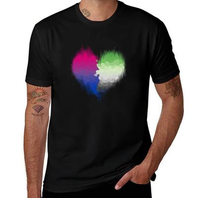 Glitch for for Funny Shirts T Graphic T Heart Man Man Shirts T-Shirt Bisexual Aromantic Graphic