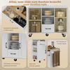 Rolling Kitchen Island, Fold-Out Worktop, Soft-Close Cabinet Doors, Drawers, Towel Holder, MDF, White