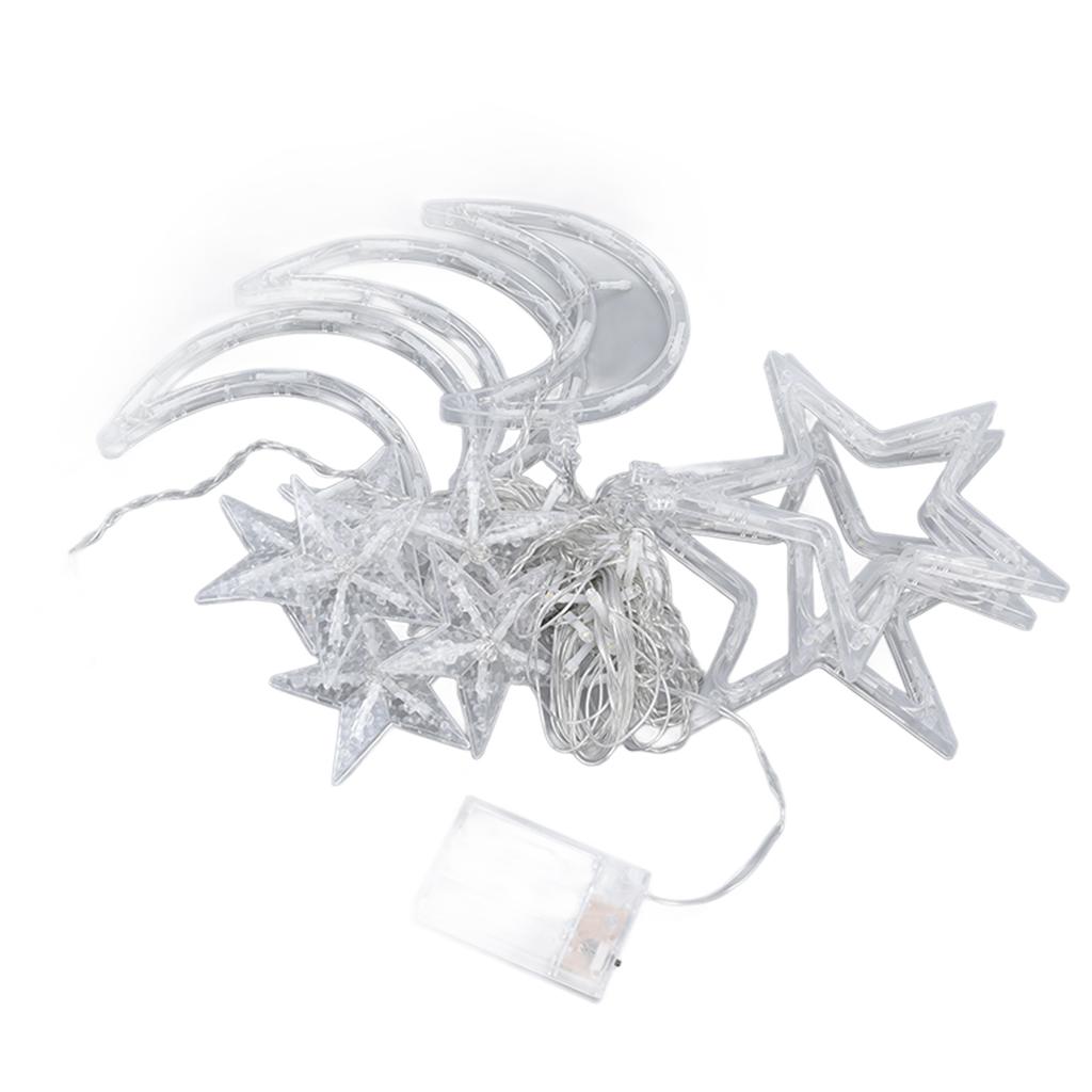 Star Moon Curtain String Lights Romantic Ambience 2 Lighting Modes 126 LED Ramadan Curtain Lights