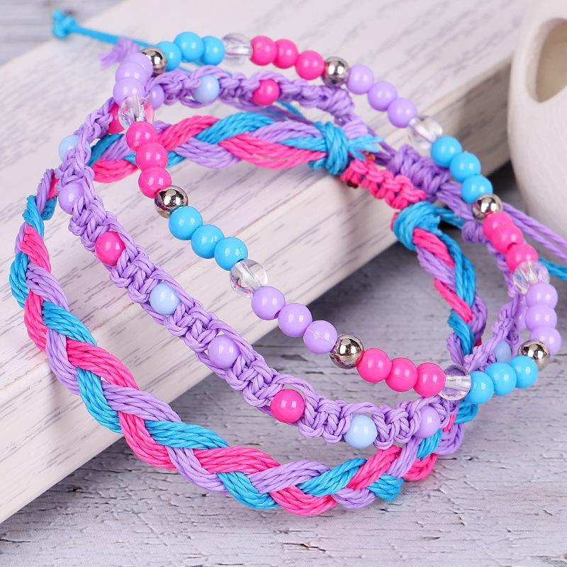 3 Stück/Set böhmische geflochtene Stretch-Freundschaftsarmbänder stapelbare perlengewebte Schnurarmbänder verstellbare Wellenseilarmbänder MYY
