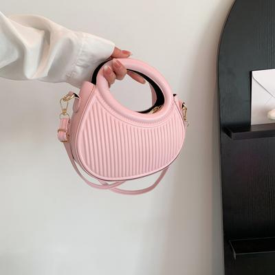2025 Koreanische Version Frühling Neu Einfarbig Gestreift Personalisiert Einfach Tragbar Hochwertige Textur Achseltasche Schulter Umhängetasche